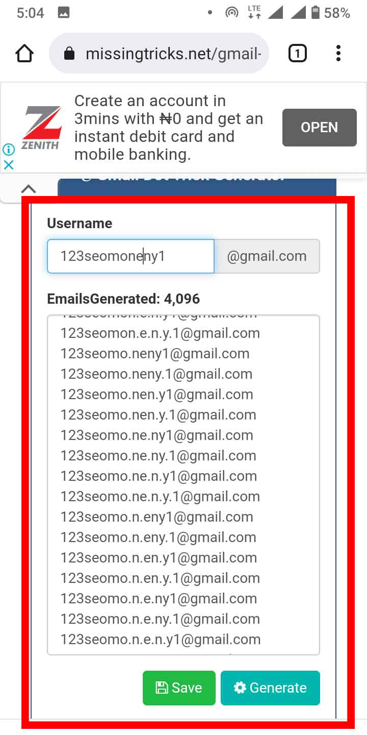 Utilize the Gmail Dot Trick Generator tool